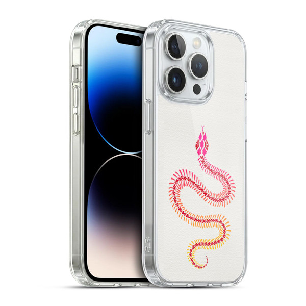 Cat Coquillette Animals Pink Ombre Snake Skeleton Soft Gel Case for Apple iPhone 14 Pro & MagSafe