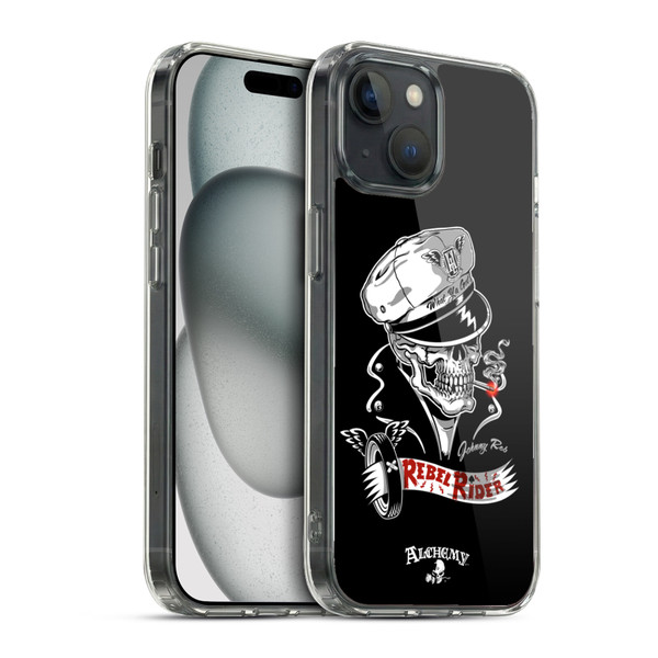 Alchemy Gothic Skull Rebel Rider Soft Gel Case for Apple iPhone 15 & MagSafe