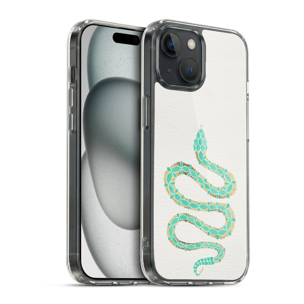 Cat Coquillette Animals Snake Mint Soft Gel Case for Apple iPhone 15 & MagSafe