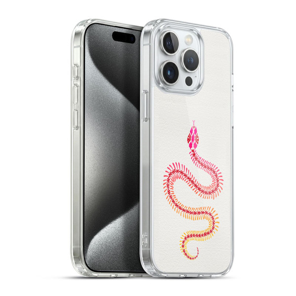 Cat Coquillette Animals Pink Ombre Snake Skeleton Soft Gel Case for Apple iPhone 15 Pro Max & MagSafe