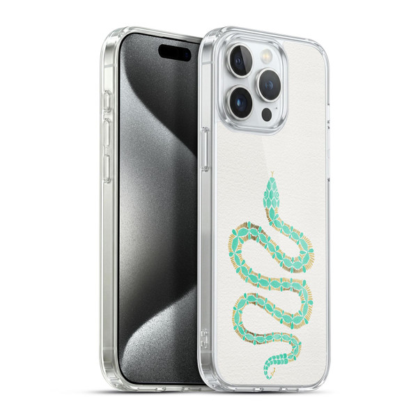 Cat Coquillette Animals Snake Mint Soft Gel Case for Apple iPhone 15 Pro Max & MagSafe