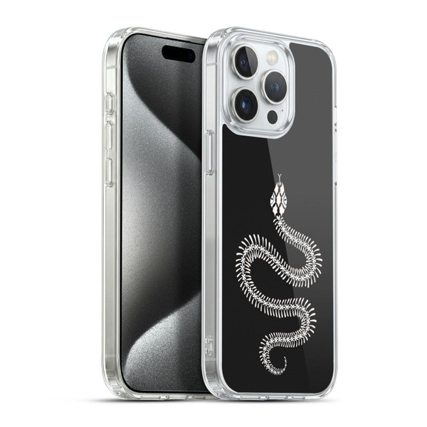 Cat Coquillette Animals White Ombre Snake Skeleton Soft Gel Case for Apple iPhone 15 Pro Max & MagSafe
