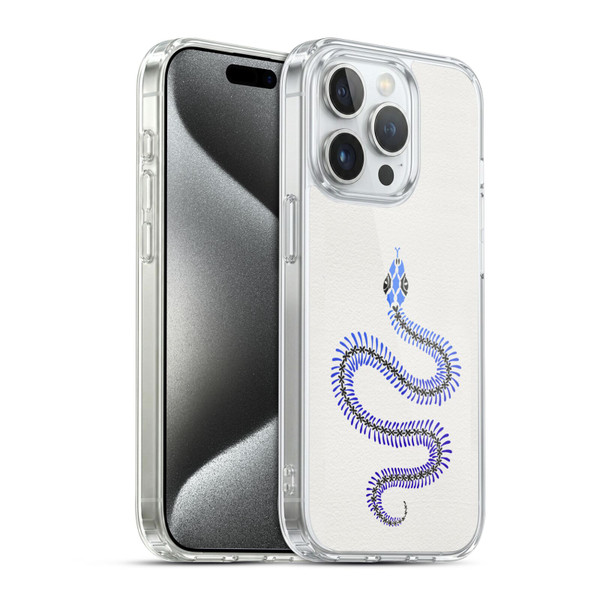 Cat Coquillette Animals Blue Ombre Snake Skeleton Soft Gel Case for Apple iPhone 15 Pro & MagSafe