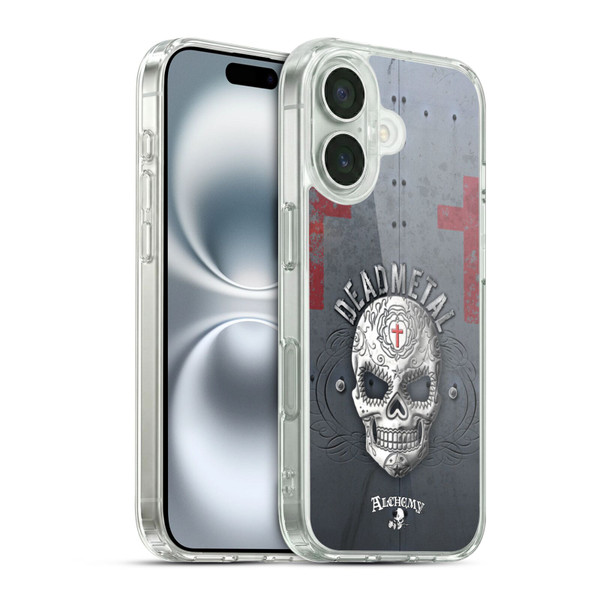 Alchemy Gothic Skull Dead Metal Soft Gel Case for Apple iPhone 16 & MagSafe