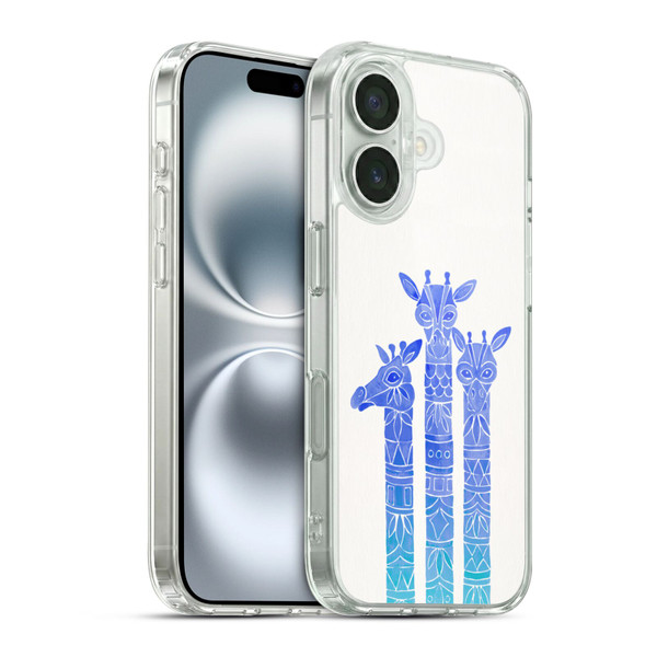 Cat Coquillette Animals Blue Ombre Giraffes Soft Gel Case for Apple iPhone 16 & MagSafe