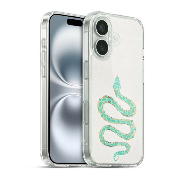 Cat Coquillette Animals Snake Mint Soft Gel Case for Apple iPhone 16 & MagSafe