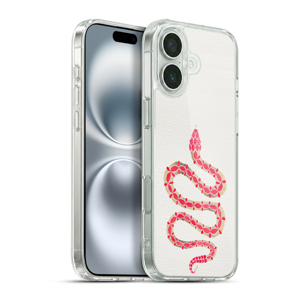 Cat Coquillette Animals Snake Pink Soft Gel Case for Apple iPhone 16 Plus & MagSafe