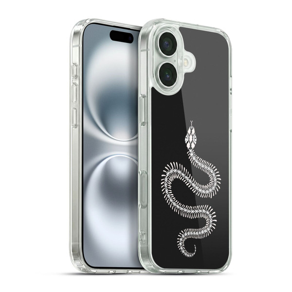 Cat Coquillette Animals White Ombre Snake Skeleton Soft Gel Case for Apple iPhone 16 Plus & MagSafe