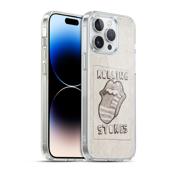 The Rolling Stones Graphics Sketch USA Flag Soft Gel Case for Apple iPhone 14 Pro Max & MagSafe