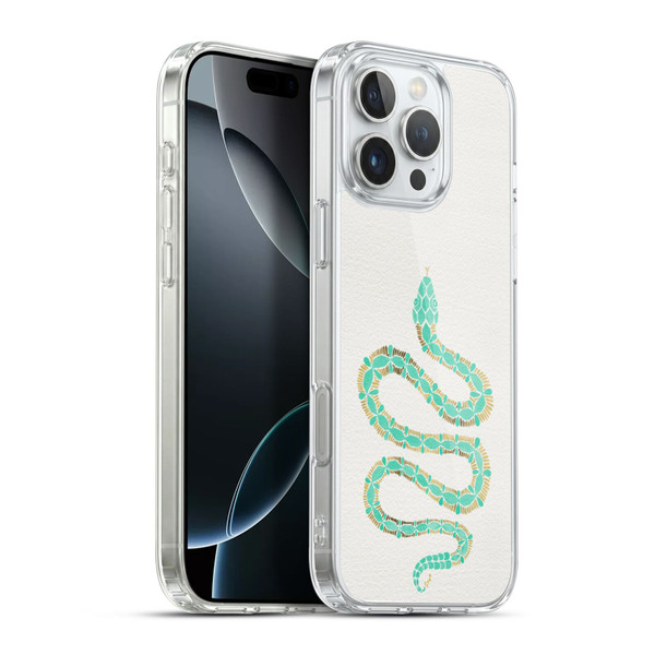 Cat Coquillette Animals Snake Mint Soft Gel Case for Apple iPhone 16 Pro Max & MagSafe