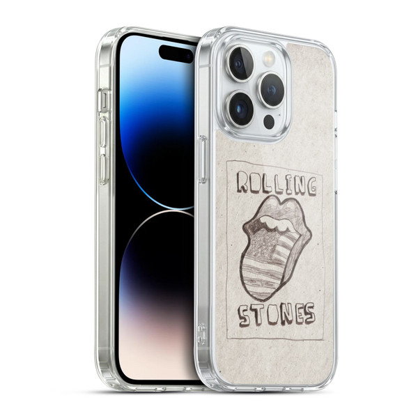 The Rolling Stones Graphics Sketch USA Flag Soft Gel Case for Apple iPhone 14 Pro & MagSafe