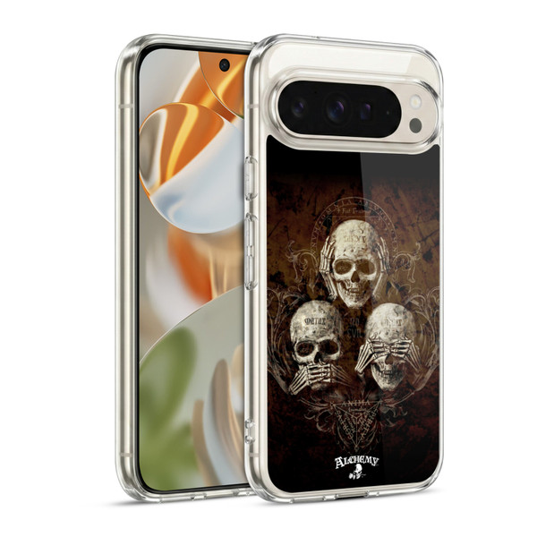 Alchemy Gothic Skull No Evil Three Skull Soft Gel Case for Google Pixel 9 / Pixel 9 Pro
