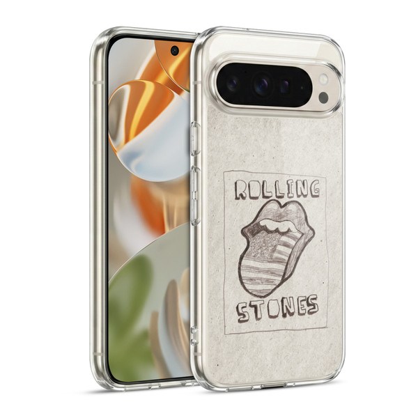 The Rolling Stones Graphics Sketch USA Flag Soft Gel Case for Google Pixel 9 / Pixel 9 Pro