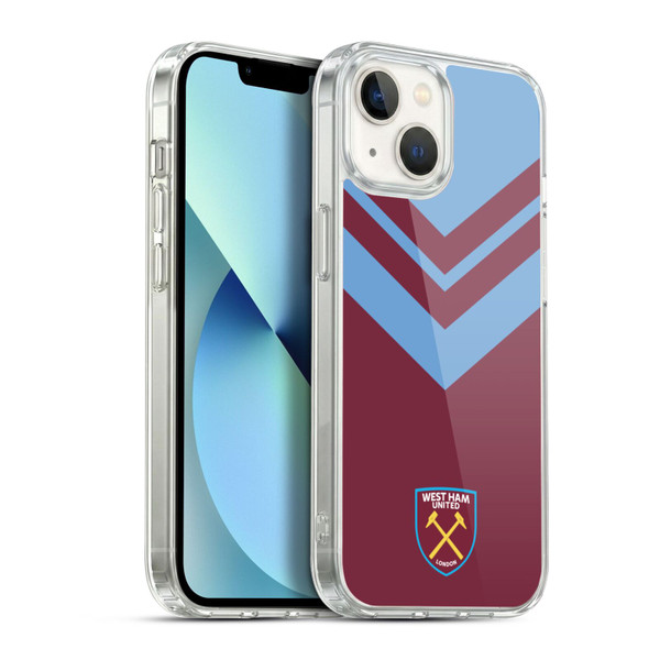 West Ham United FC Crest Graphics Arrowhead Lines Soft Gel Case for Apple iPhone 13