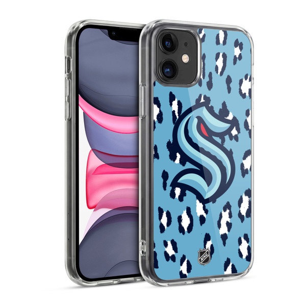NHL Seattle Kraken Leopard Pattern Soft Gel Case for Apple iPhone 11