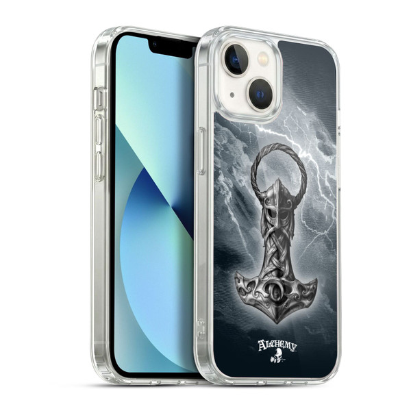 Alchemy Gothic Illustration Mjolnir Hammer Soft Gel Case for Apple iPhone 13
