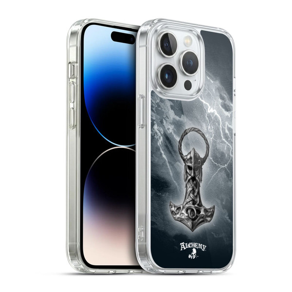 Alchemy Gothic Illustration Mjolnir Hammer Soft Gel Case for Apple iPhone 14 Pro & MagSafe