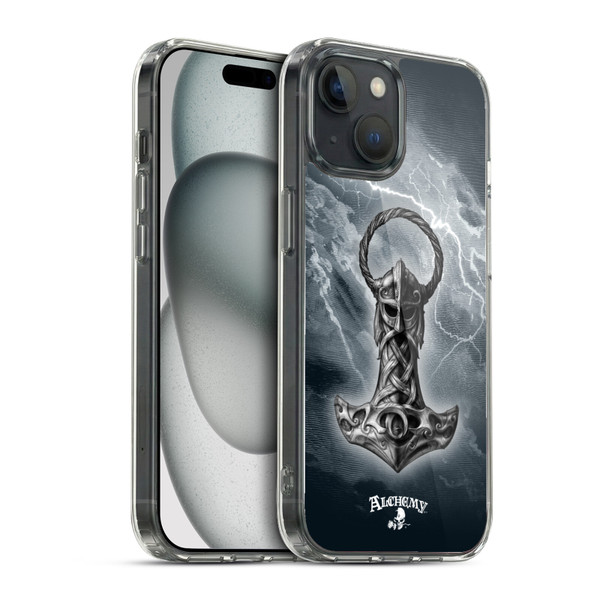 Alchemy Gothic Illustration Mjolnir Hammer Soft Gel Case for Apple iPhone 15 & MagSafe