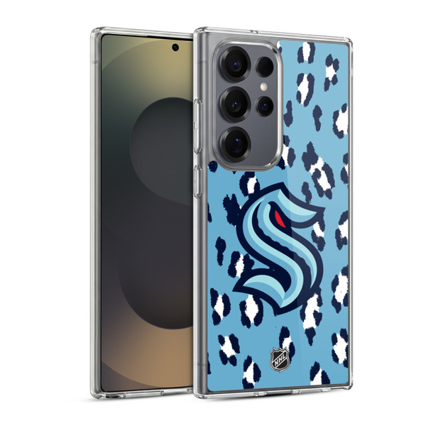 NHL Seattle Kraken Leopard Pattern Soft Gel Case for Samsung Galaxy S25 Ultra & MagSafe