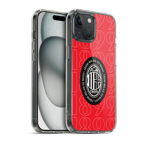 AC Milan Art 1899 Black Logo Soft Gel Case for Apple iPhone 15 & MagSafe