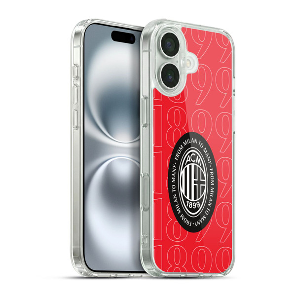 AC Milan Art 1899 Black Logo Soft Gel Case for Apple iPhone 16 Plus & MagSafe