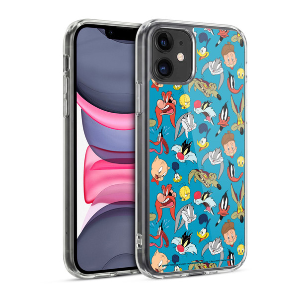 Looney Tunes Patterns Head Shots Soft Gel Case for Apple iPhone 11