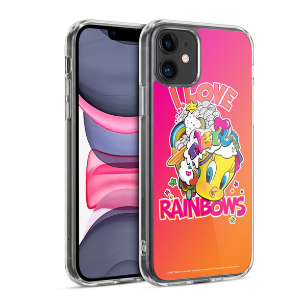 Looney Tunes Patterns I Love Rainbow Soft Gel Case for Apple iPhone 11