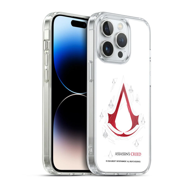 Assassin's Creed Legacy Logo Geometric White Soft Gel Case for Apple iPhone 14 Pro & MagSafe