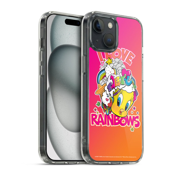 Looney Tunes Patterns I Love Rainbow Soft Gel Case for Apple iPhone 15 & MagSafe