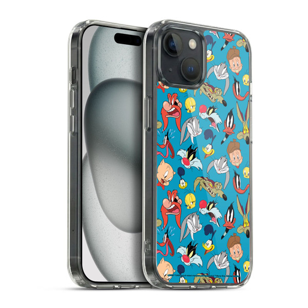 Looney Tunes Patterns Head Shots Soft Gel Case for Apple iPhone 15 Plus & MagSafe