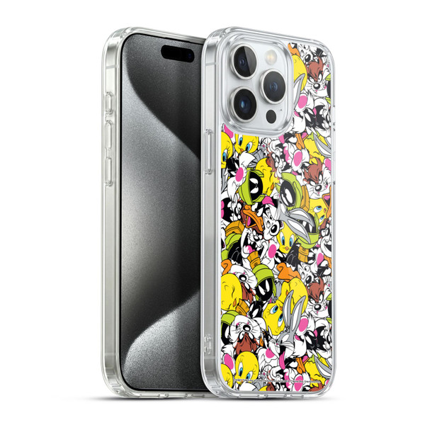 Looney Tunes Patterns Group Soft Gel Case for Apple iPhone 15 Pro Max & MagSafe