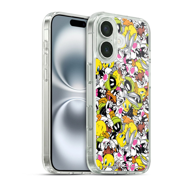 Looney Tunes Patterns Group Soft Gel Case for Apple iPhone 16 & MagSafe