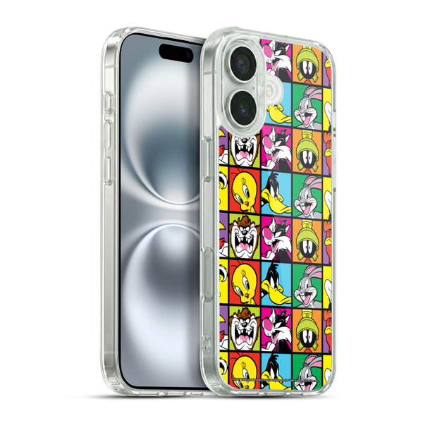 Looney Tunes Patterns Tiles Soft Gel Case for Apple iPhone 16 Plus & MagSafe