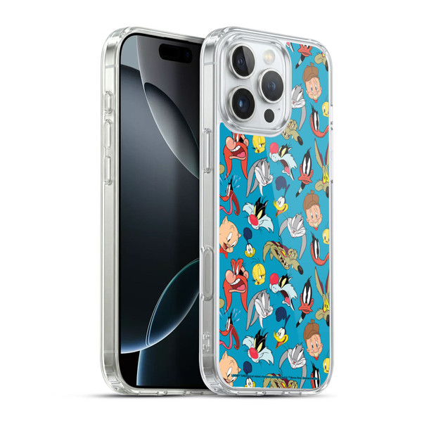 Looney Tunes Patterns Head Shots Soft Gel Case for Apple iPhone 16 Pro Max & MagSafe