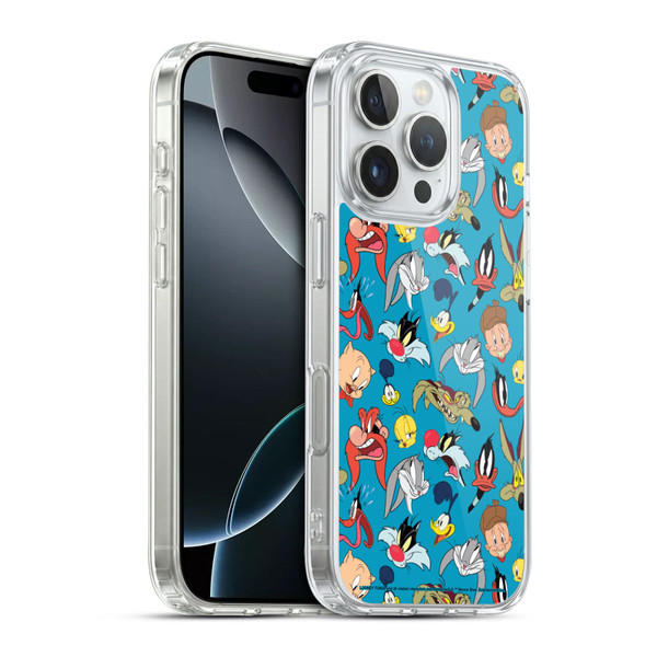 Looney Tunes Patterns Head Shots Soft Gel Case for Apple iPhone 16 Pro & MagSafe
