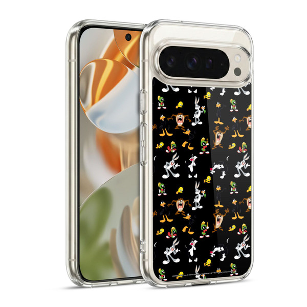 Looney Tunes Patterns Black Soft Gel Case for Google Pixel 9 / Pixel 9 Pro