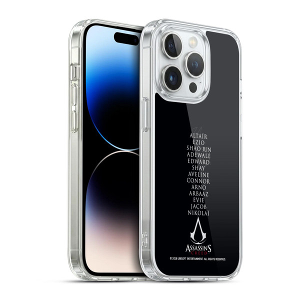 Assassin's Creed Legacy Typography Names Soft Gel Case for Apple iPhone 14 Pro & MagSafe