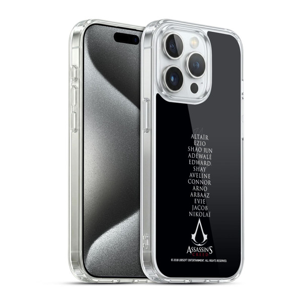 Assassin's Creed Legacy Typography Names Soft Gel Case for Apple iPhone 15 Pro & MagSafe