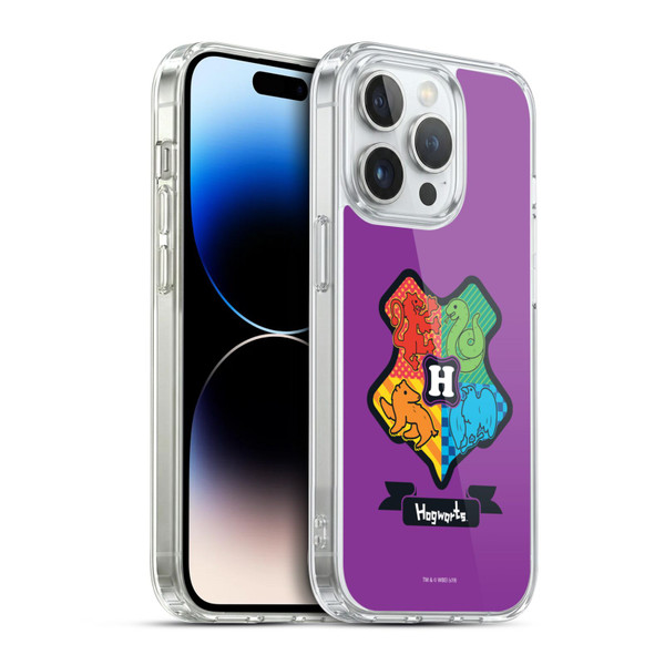 Harry Potter Deathly Hallows I Hogwarts Crest Soft Gel Case for Apple iPhone 14 Pro & MagSafe
