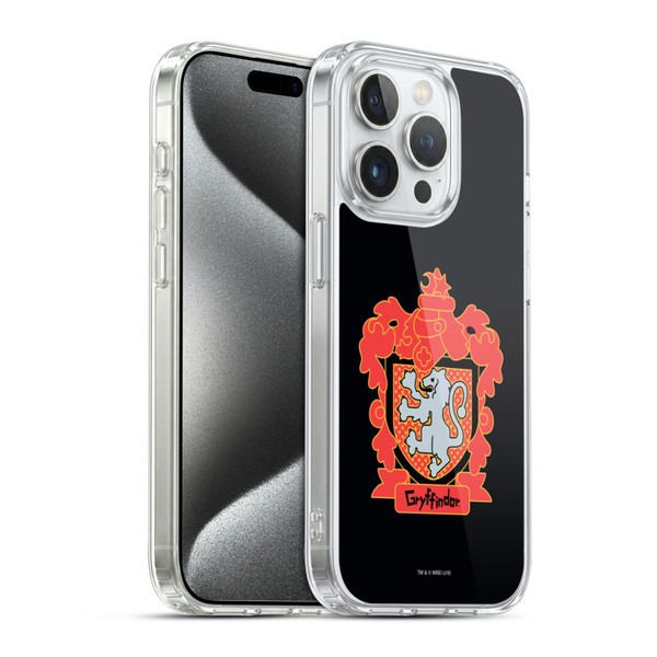 Harry Potter Deathly Hallows I Gryffindor Crest Soft Gel Case for Apple iPhone 15 Pro & MagSafe