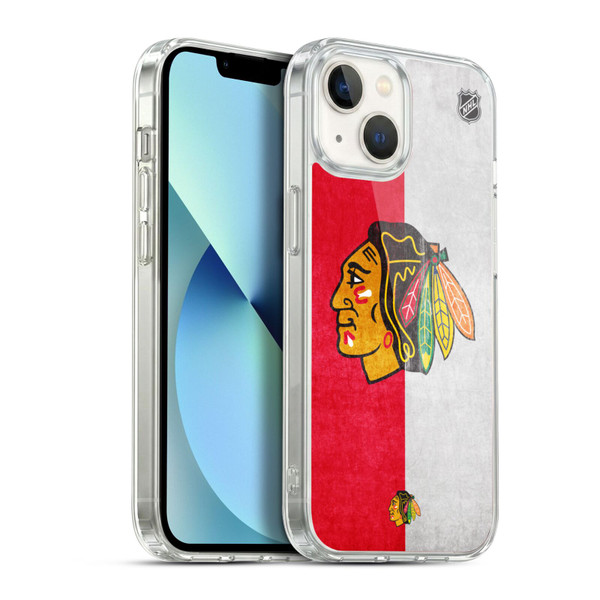 NHL Chicago Blackhawks Half Distressed Soft Gel Case for Apple iPhone 13