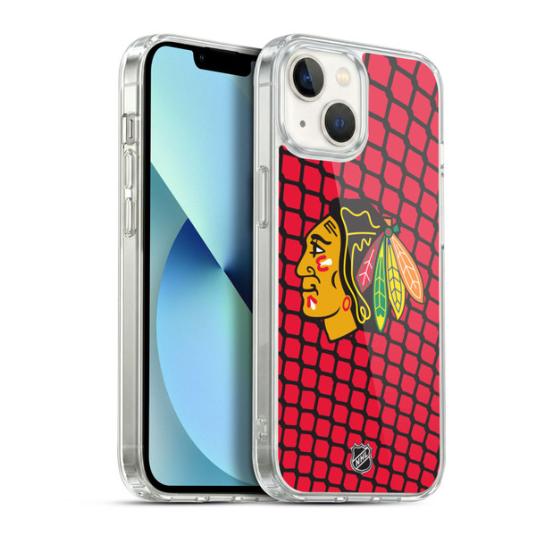 NHL Chicago Blackhawks Net Pattern Soft Gel Case for Apple iPhone 13