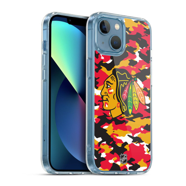 NHL Chicago Blackhawks Camouflage Soft Gel Case for Apple iPhone 13 Mini & MagSafe