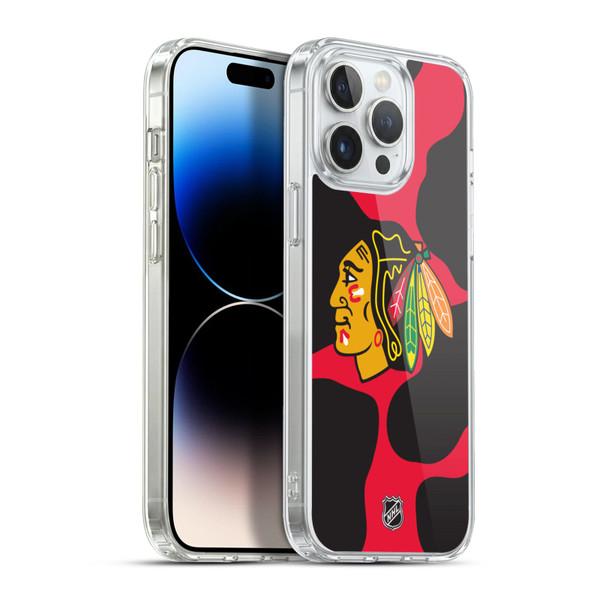 NHL Chicago Blackhawks Cow Pattern Soft Gel Case for Apple iPhone 13 Pro Max & MagSafe