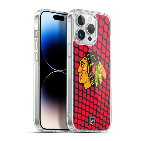 NHL Chicago Blackhawks Net Pattern Soft Gel Case for Apple iPhone 13 Pro Max & MagSafe