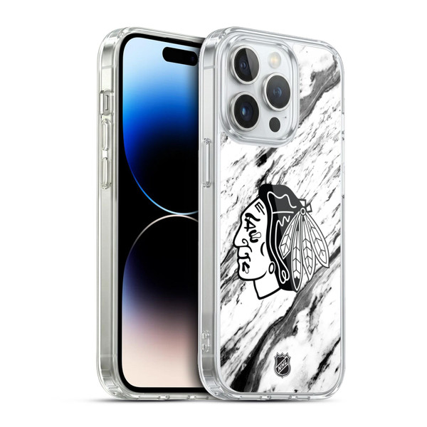 NHL Chicago Blackhawks Marble Soft Gel Case for Apple iPhone 13 Pro & MagSafe