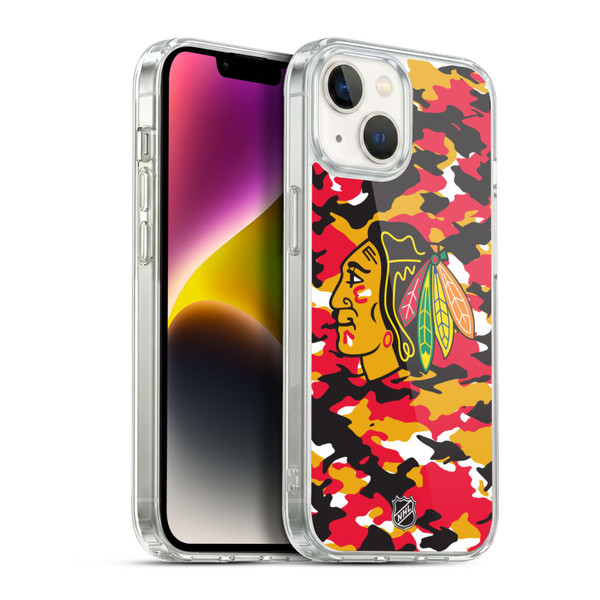 NHL Chicago Blackhawks Camouflage Soft Gel Case for Apple iPhone 14