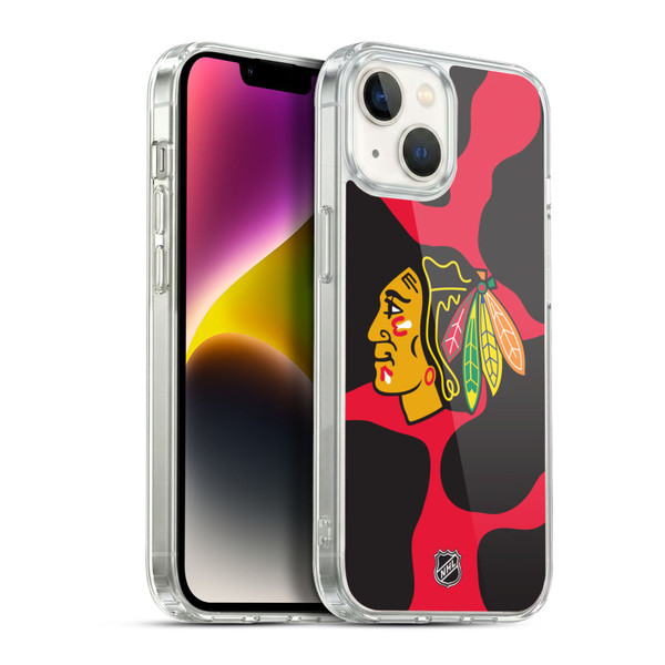 NHL Chicago Blackhawks Cow Pattern Soft Gel Case for Apple iPhone 14