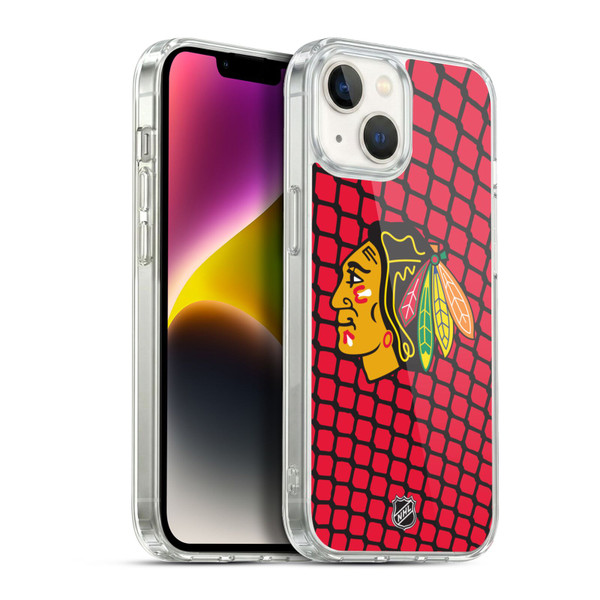 NHL Chicago Blackhawks Net Pattern Soft Gel Case for Apple iPhone 14