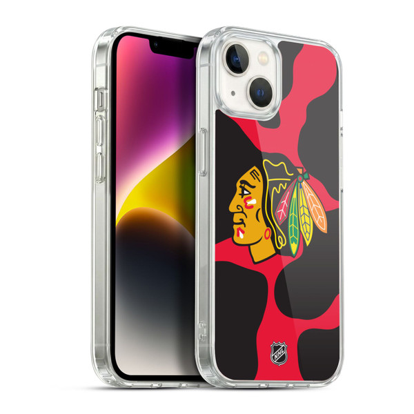 NHL Chicago Blackhawks Cow Pattern Soft Gel Case for Apple iPhone 14 Plus & MagSafe